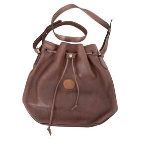 Redwall Italy Leather Drawstring Bucket Bag Etro Paisley Lining Brown Flaw